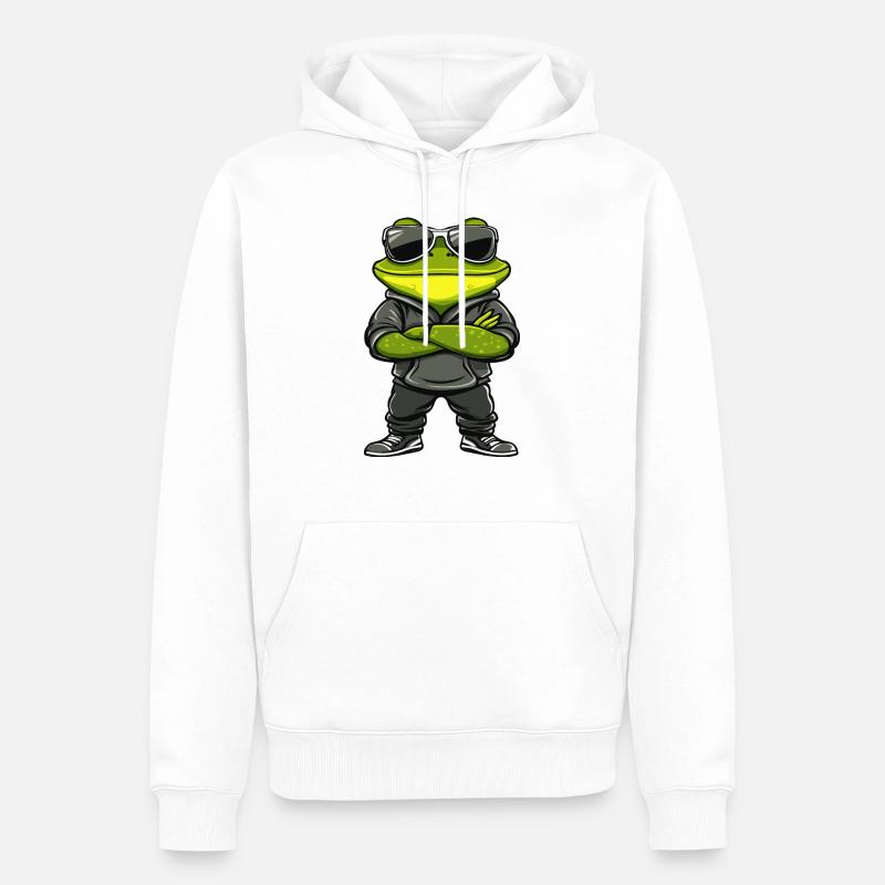 Grenouille Bande Dessinée Cool - Sweat à capuche Premium bio Homme - blanc