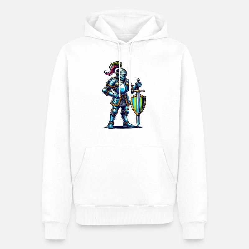 ritter comic - Männer Premium Bio Hoodie - Weiß
