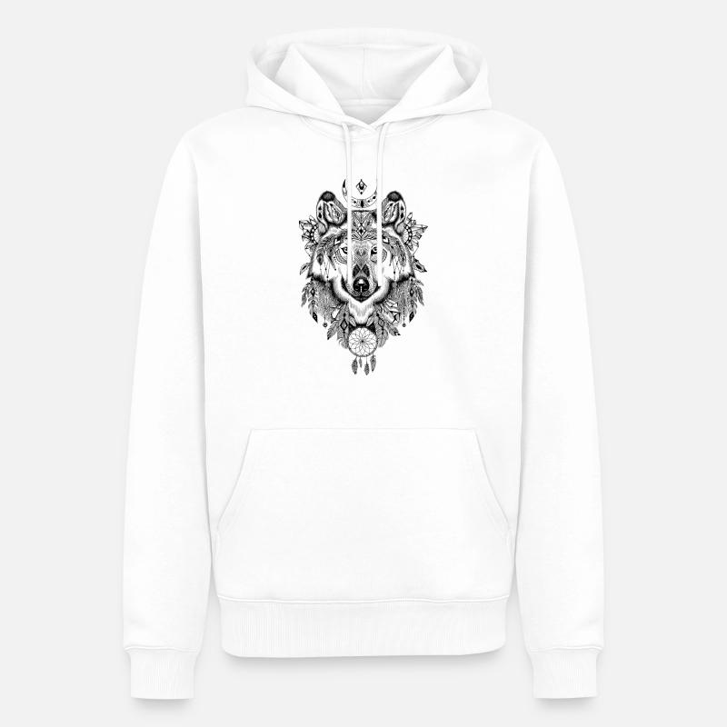Wolfssymbol - Männer Premium Bio Hoodie - Weiß