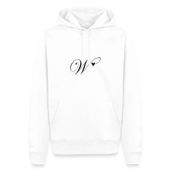 Monogramme W Vigne Coeur - Sweat à capuche Premium bio Homme - blanc - Devant - Nico (187cm)