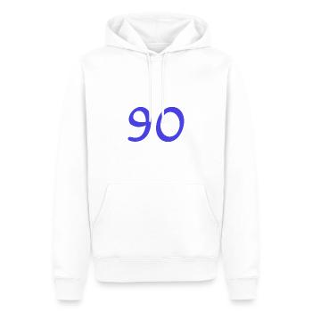90. 90 JAHRE. 90-JÄHRIGES JUBILÄUM. 90-JÄHRIGES JUBILÄUM. - Männer Premium Bio Hoodie - Weiß - Vorne - Nico (187cm)