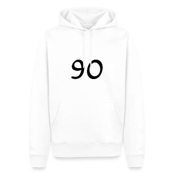 90. 90 ANS. 90e ANNIVERSAIRE. ANNIVERSAIRE 90 ANS. - Sweat à capuche Premium bio Homme - blanc - Devant - Nico (187cm)