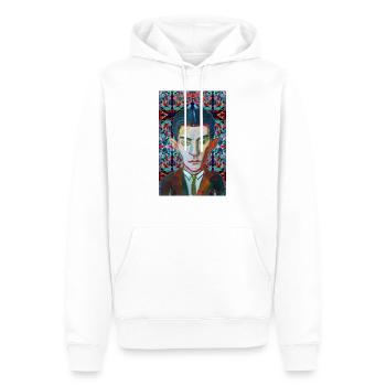 kafka 2 - Männer Premium Bio Hoodie - Weiß - Vorne - Nico (187cm)