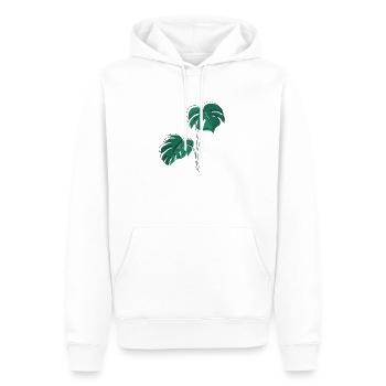 Monstera, Lineart, plant, Pflanze, Leaf, Minimal - Männer Premium Bio Hoodie - Weiß - Vorne - Nico (187cm)