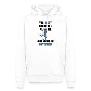 Joueur de football entraîneur de football cadeau novembre - Sweat à capuche Premium bio Homme - blanc - Devant - Nico (187cm)
