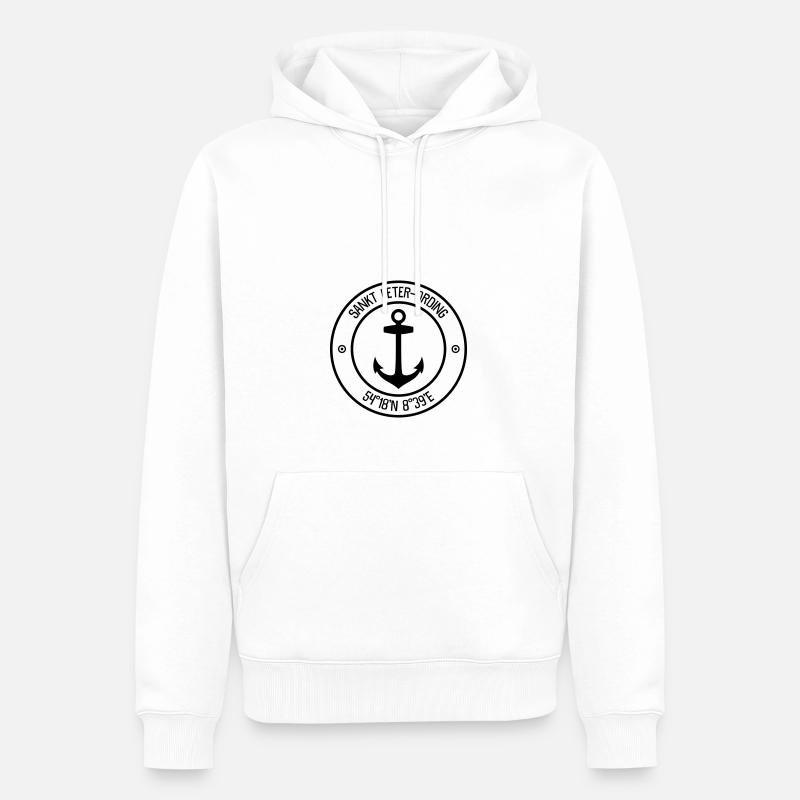 Sankt Peter-Ording mit Anker - Männer Premium Bio Hoodie - Weiß