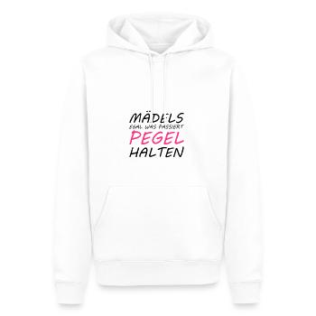 Mädels egal was passiert PEGEL halten!! - Männer Premium Bio Hoodie - Weiß - Vorne - Nico (187cm)