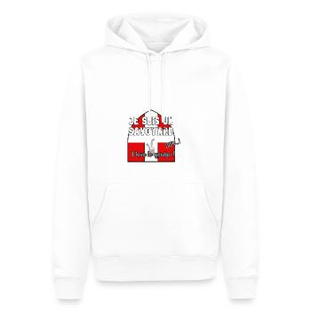 i love genepy - Sweat à capuche Premium bio Homme - blanc - Devant - Nico (187cm)