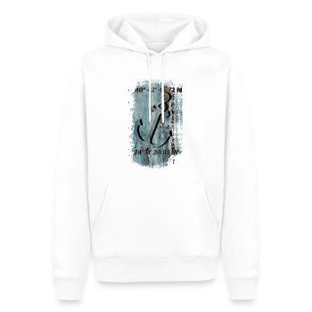 Anchor with coordinates - Men’s Premium Organic Hoodie - white - Front - Nico (187cm)