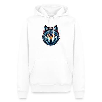 Wolf - Men’s Premium Organic Hoodie - white - Front - Nico (187cm)