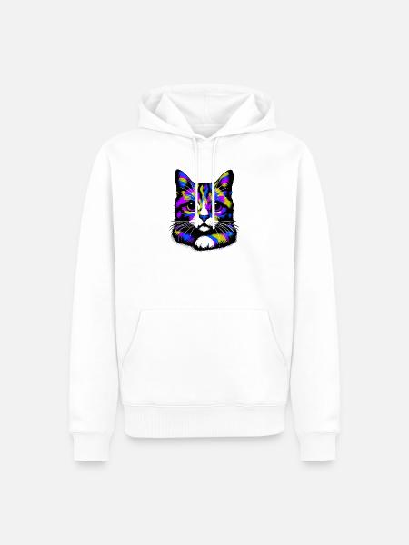 Cat - Men’s Premium Organic Hoodie - white