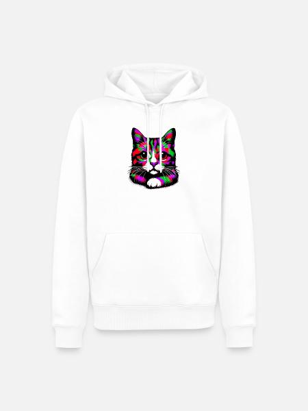 Chat - Sweat à capuche Premium bio Homme - blanc