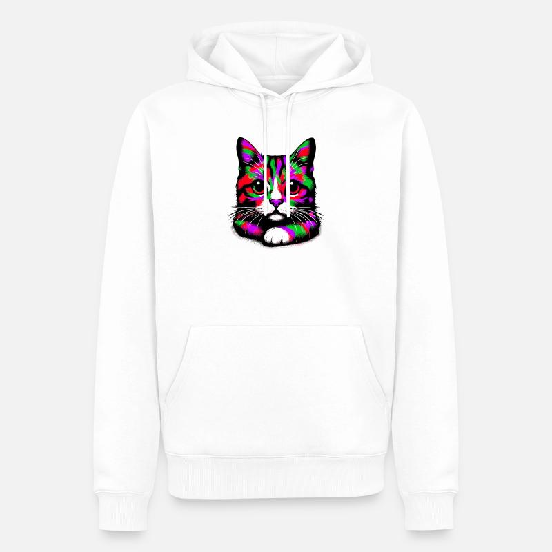 Chat - Sweat à capuche Premium bio Homme - blanc
