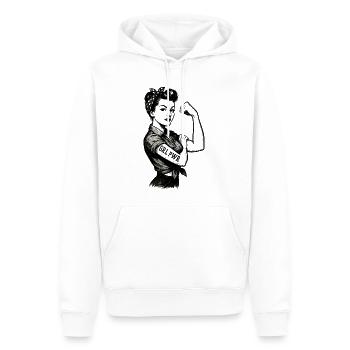Femme forte GRL PWR Rockabilly Biceps Bras Cadeau - Sweat à capuche Premium bio Homme - blanc - Devant - Nico (187cm)