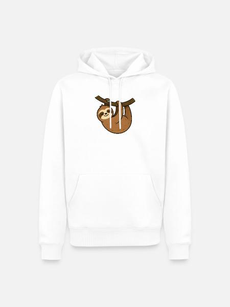Faultier am Ast Entspannter Moment - Männer Premium Bio Hoodie - Weiß