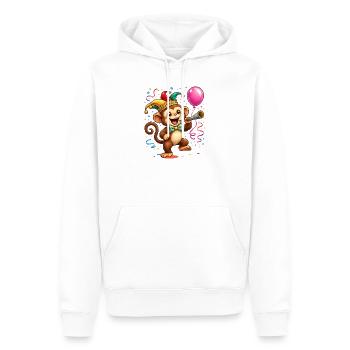 Singe de carnaval – Motif joyeux de carnaval - Sweat à capuche Premium bio Homme - blanc - Devant - Nico (187cm)