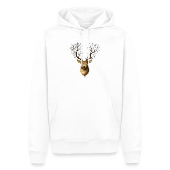 Hirschkopf mit Baumgeweih – Mystischer Waldgeist - Männer Premium Bio Hoodie - Weiß - Vorne - Nico (187cm)