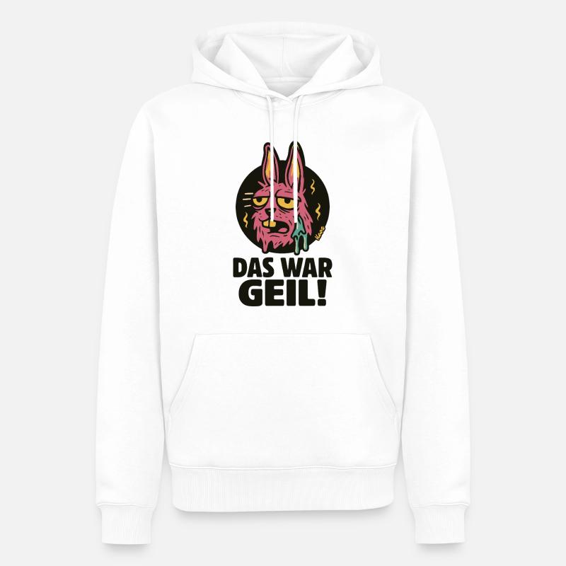 Pinker Hase Graffiti: Das War Geil - Männer Premium Bio Hoodie - Weiß