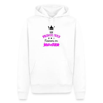Princesse née en Janvier Joli Cadeau Anniversaire - Sweat à capuche Premium bio Homme - blanc - Devant - Nico (187cm)