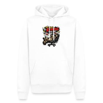 Lustiger Waschbär Spruch Nen Scheiss muss ich - Männer Premium Bio Hoodie - Weiß - Vorne - Nico (187cm)