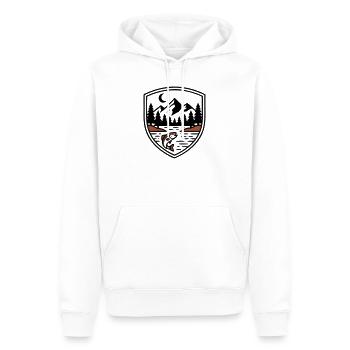 Logo du Bouclier des Poissons de la Forêt des Montagnes - Sweat à capuche Premium bio Homme - blanc - Devant - Nico (187cm)