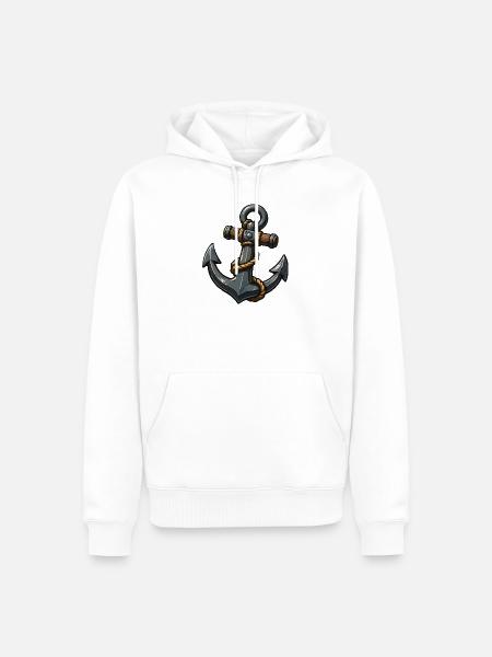 Anker mit Seil Cartoon-Design - Männer Premium Bio Hoodie - Weiß