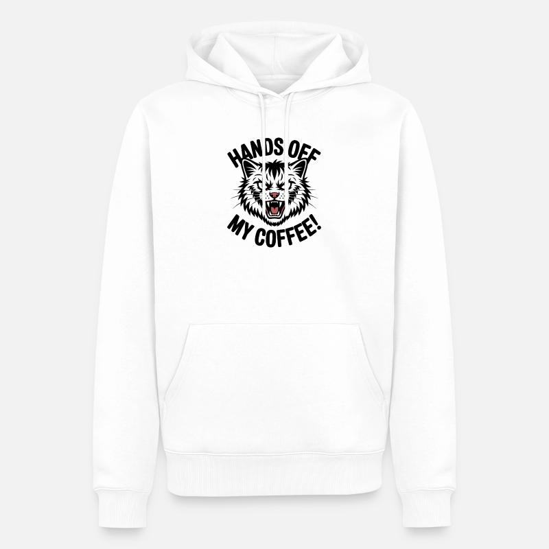 Grumpy Kaffeekatze - Männer Premium Bio Hoodie - Weiß