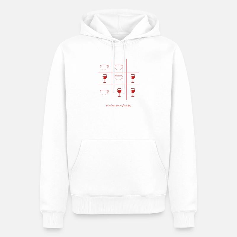 Kaffee oder Wein englisch - Männer Premium Bio Hoodie - Weiß