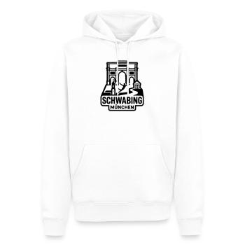 München Schwabing – Minimalistisches Skyline  - Männer Premium Bio Hoodie - Weiß - Vorne - Nico (187cm)