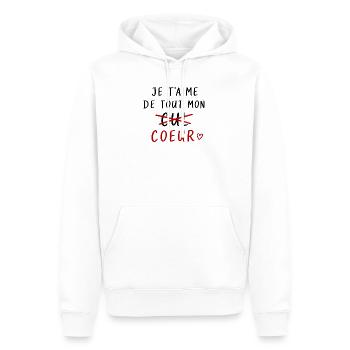 Je t’aime de tout mon cœur - Sweat à capuche Premium bio Homme - blanc - Devant - Nico (187cm)