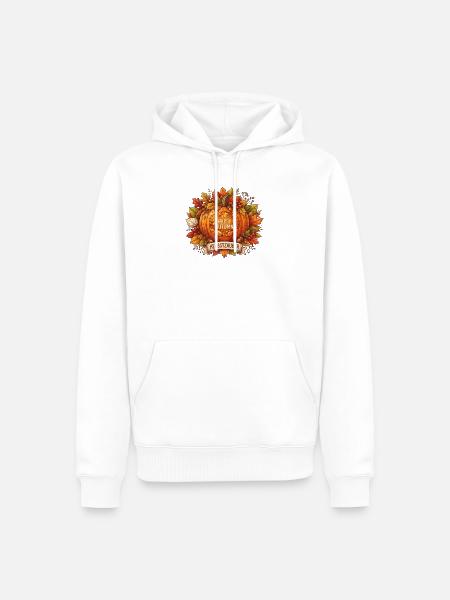 Herbstzauber Kürbislaub Muster - Männer Premium Bio Hoodie - Weiß