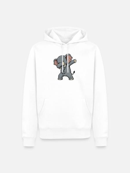 Dab-Elefant Cartoon - Männer Premium Bio Hoodie - Weiß