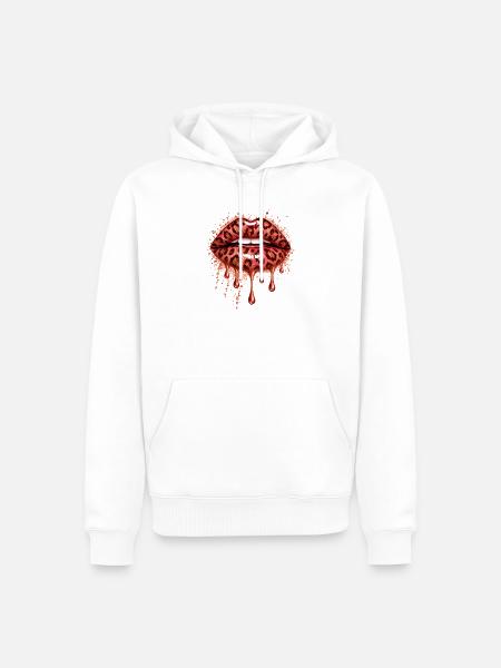 Leopard Lippen Tropfen-Edition - Männer Premium Bio Hoodie - Weiß