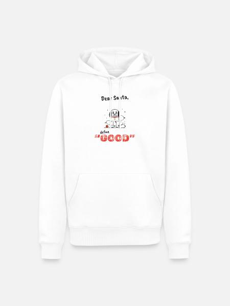 Lieber Santa Pooch: Definiere gut - Männer Premium Bio Hoodie - Weiß