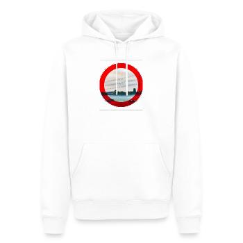 Feldansicht des roten Randkreises - Männer Premium Bio Hoodie - Weiß - Vorne - Nico (187cm)