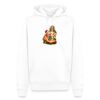Weihnachtslesekatze und Bücher - Männer Premium Bio Hoodie - Weiß - Vorne - Nico (187cm)
