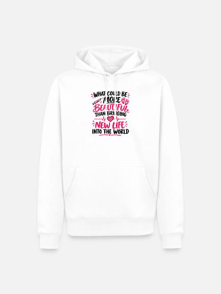 Geburtsschwester, Hebamme, Geburtshelferin Kunst - Männer Premium Bio Hoodie - Weiß