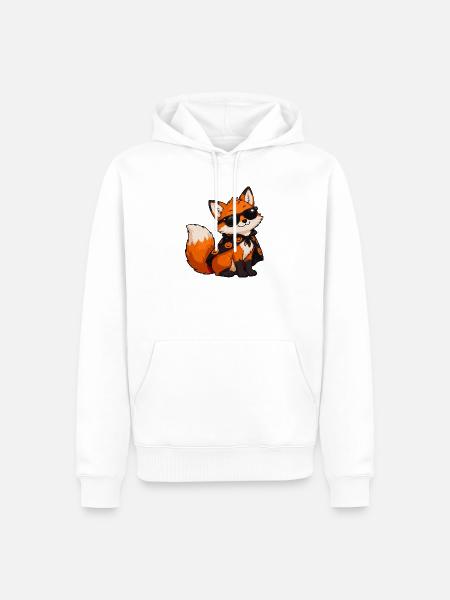 Fuchs mit Sonnenbrille und Kürbiscape - Männer Premium Bio Hoodie - Weiß