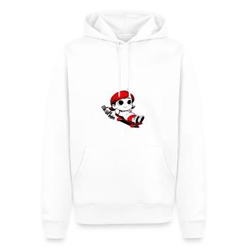 Kathie relaxed auf einem Skateboard - Männer Premium Bio Hoodie - Weiß - Vorne - Nico (187cm)