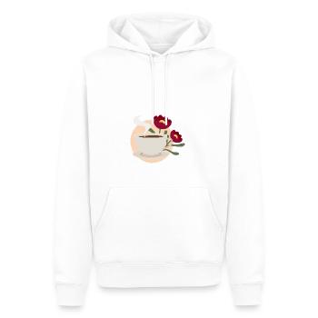 Kaffee & Blumen: Ein Moment der Ruhe rot - Männer Premium Bio Hoodie - Weiß - Vorne - Nico (187cm)