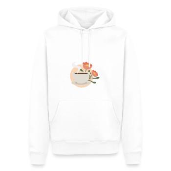 Kaffee & Blumen: Ein Moment der Ruhe orange - Männer Premium Bio Hoodie - Weiß - Vorne - Nico (187cm)