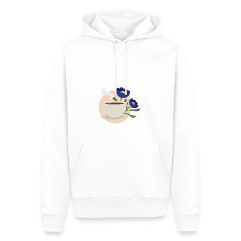 Kaffee & Blumen: Ein Moment der Ruhe blau - Männer Premium Bio Hoodie - Weiß - Vorne - Nico (187cm)