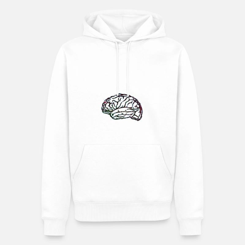 Cerveau No.01 - Conception B - Sweat à capuche Premium bio Homme - blanc