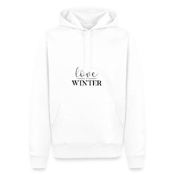 J’aime l’hiver, la neige, le froid et le bonhomme de neige - Sweat à capuche Premium bio Homme - blanc - Devant - Nico (187cm)