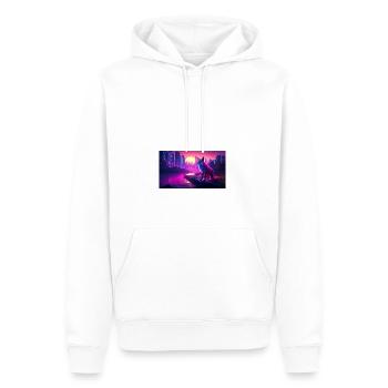 Cyber Fox Metropolis - Männer Premium Bio Hoodie - Weiß - Vorne - Nico (187cm)
