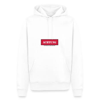 Achtung kann spuren von alkohol enthalten - Männer Premium Bio Hoodie - Weiß - Vorne - Nico (187cm)