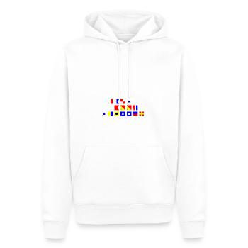 Hausboot Skipper im Flaggenalphabet - Männer Premium Bio Hoodie - Weiß - Vorne - Nico (187cm)