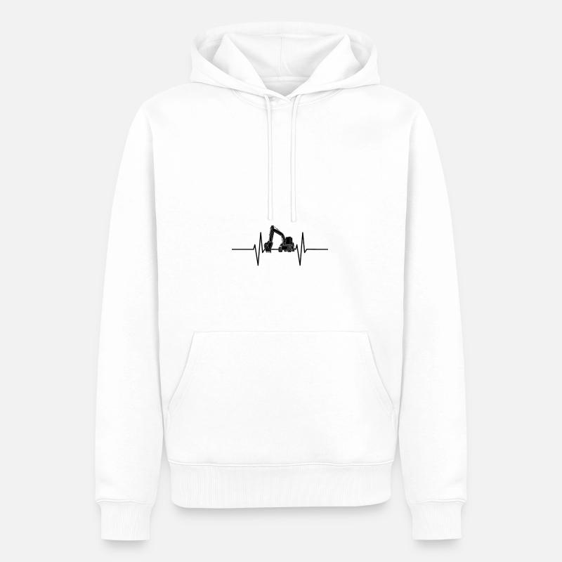 Herzschlag mit Bagger - Männer Premium Bio Hoodie - Weiß