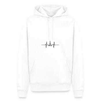 Herzschlag mit Eifelturm Paris - Männer Premium Bio Hoodie - Weiß - Vorne - Nico (187cm)