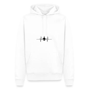 Battement de cœur avec jet / avion - Sweat à capuche Premium bio Homme - blanc - Devant - Nico (187cm)
